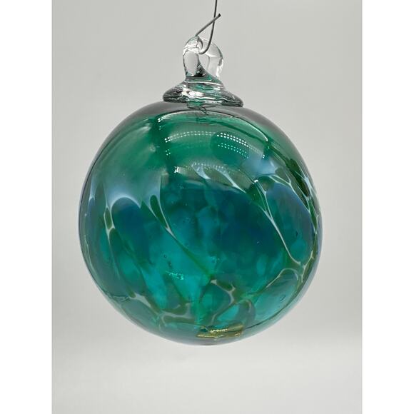 Glass Eye Studio or other blueish green christmas ornament artisan unique hand - Picture 5 of 8